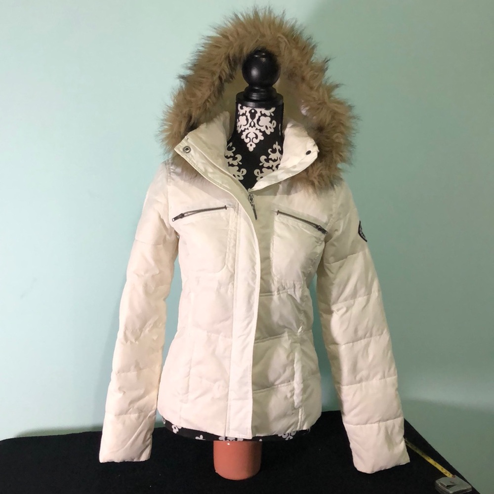 Roxy Down Puffer Jacket w/ Removable Faux Fur Trim